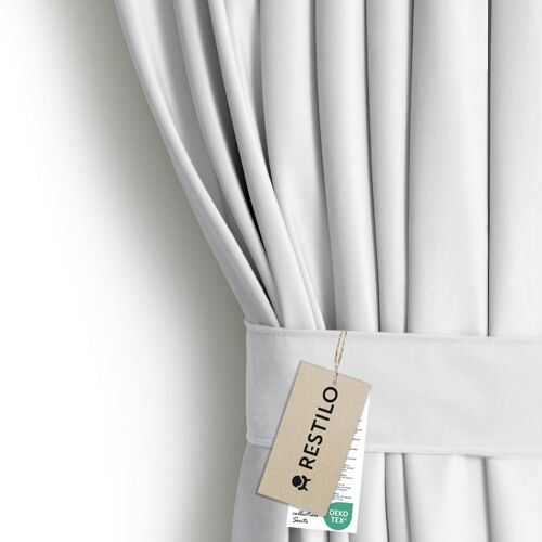 AmeliaHome VELVET white blackout curtain detail with tieback