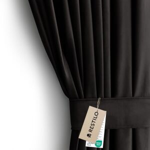 AmeliaHome black velvet blackout curtain with tieback - Decoration