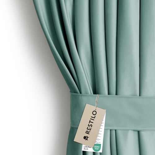 AmeliaHome Velvet Mintgrüner Vorhang mit Raffhalter