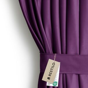 AmeliaHome Velvet blackout curtain in purple with tieback - Curtain