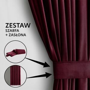 AmeliaHome red velvet blackout curtain set with tieback detail - Interior design