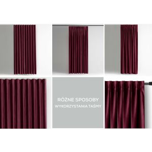 AmeliaHome Velvet piros függöny szalaggal, többféle akasztási lehetőség kollázs - AmeliaHome