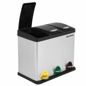 Songmics ERGO Mülleimer mit drei Fächern und Fußpedalen - Mülleimer