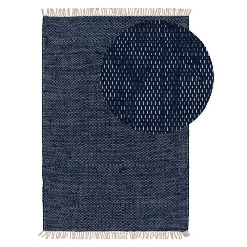 Benuta TOM navy blue rug, 70x120 cm, minimalist style, detail view