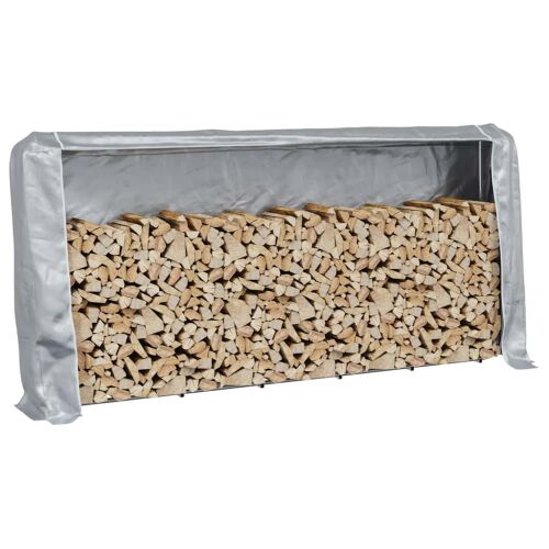 vidaXL Tűzifa állvány esővédővel, horganyzott acél, 300x25x150 cm, ezüst