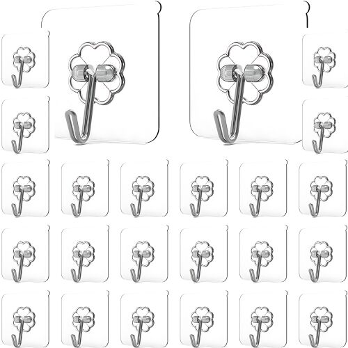 24 db JOZY® öntapadó műanyag pöcök készlet, fúrás nélküli ragasztó, átlátszó fehér modell matt felülettel 111560659