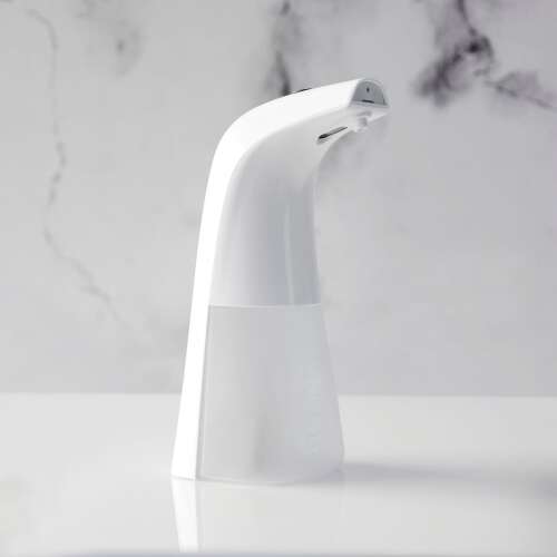 Automatic foam soap dispenser, white, 250ml, USB and battery powered, standing or wall mounted
