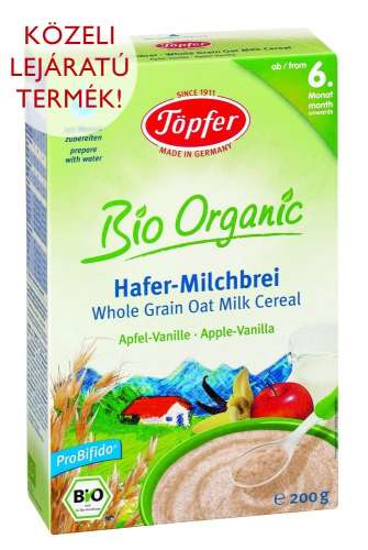 Töpfer Bio organic Probifido teljes kiőrlésű zabdara tejpép - Alma-vanília ízű 200g 30490934