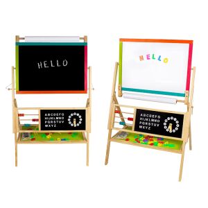Kinder-Holztafel, 3-in-1 Staffelei – Kreidetafel, Magnettafel, Whiteboard mit Zubehör