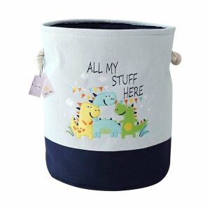 Sklopiva košara za igračke, odjeću i rublje s udobnim ručkama za dječju sobu, spavaću sobu ili dnevni boravak – uzorak dinosauri