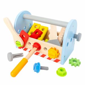 Drewniane Narzędzia w Przenośnej Skrzynce – Zestaw Zabawek, 22×12×15 cm