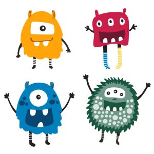 Zestaw 4 naklejek MONSTER do dekoracji pokoju dziecięcego, ścian, okien i mebli