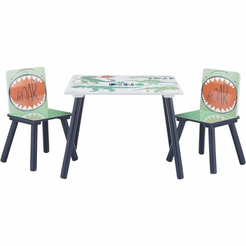 GINGER HOME Set Masă și Scaune pentru Copii Dinozaur pentru desen, joacă și mâncare