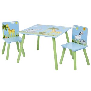 GINGER HOME SAVANNA Kindertisch und Stühle Set mit Safari-Tiermotiv - Kindertische, Stühle, Kinder-Küchenfußbänke, Schreibtisch für Jugendliche und Jugendbetten