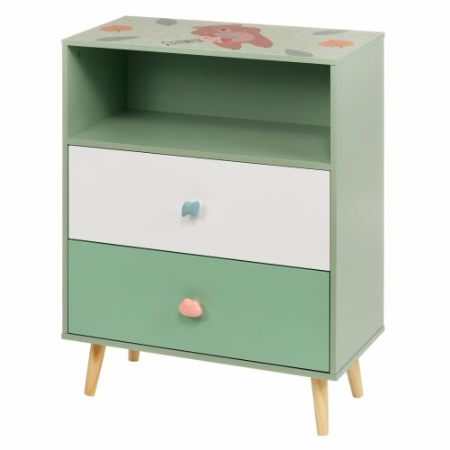 Ukośny widok szafki do przechowywania dla dzieci GINGER HOME FOREST z półką i szufladami