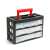 Black and orange portable tool organizer with 11 drawers, perfect for storing small parts and tools