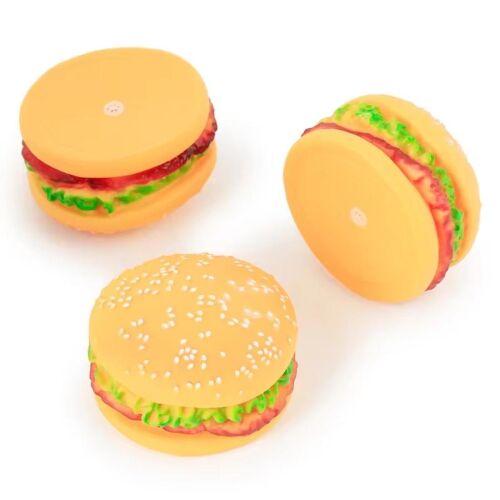 Sípoló hamburger kutyajáték, természetes gumi, szórakoztató kisállat játék
