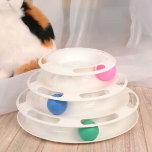 Játéktorony labdákkal cicáknak - FEHÉR