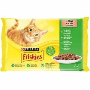 Friskies nedves macskaeledel, válogatott ízek (marha, csirke, tonhal, tőkehal) 4x85g tasak - Állattartás