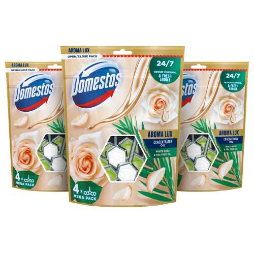 Domestos WC-frissítő Blokk Aroma Lux White Rosebuds & Tea Tree Oil (12x55g)