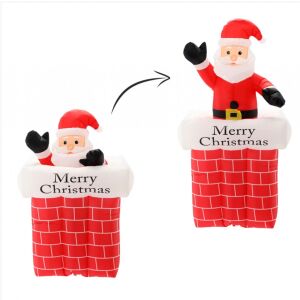 Moș Crăciun gonflabil ieșind din coș cu lumini LED, înainte și după - Decorațiuni de Crăciun