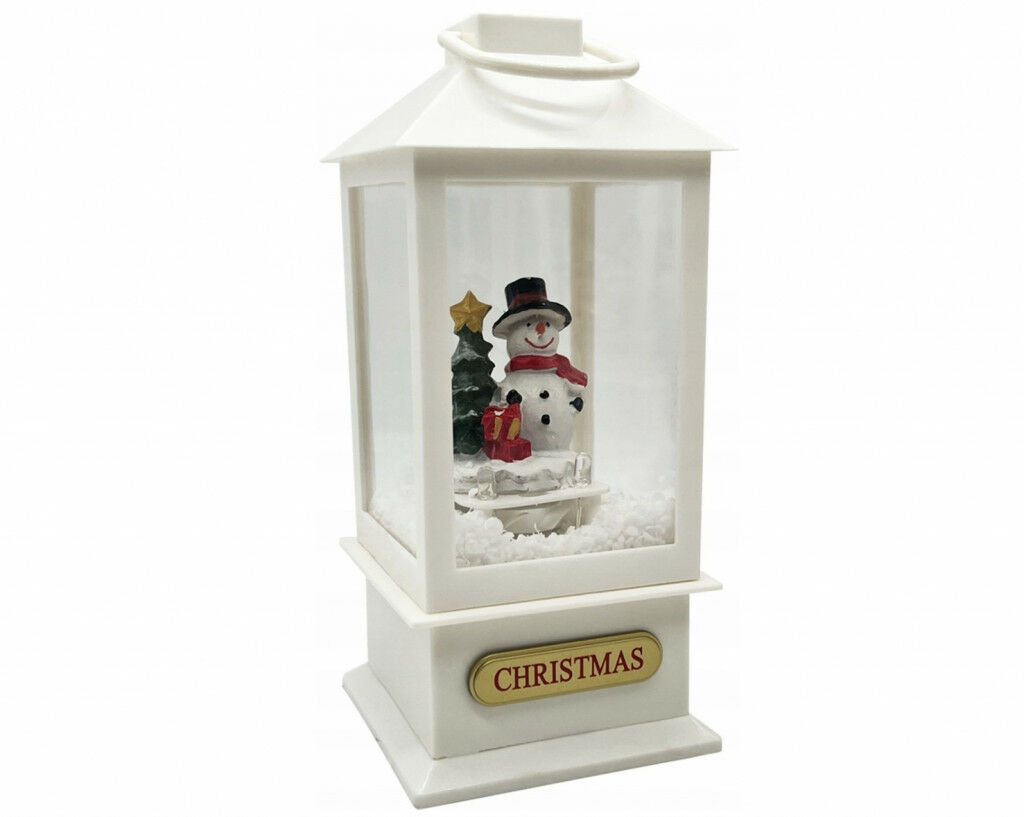 Karácsonyi lámpás fény- hang és hó funkcióval - fehér