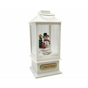 Karácsonyi lámpás fény- hang és hó funkcióval - fehér