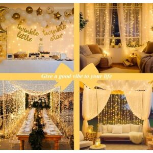 Koláž svetelného závesu Meleg Fehér Flex LED používaného na párty, v obývacej izbe, na svadbe a ako vonkajšia dekorácia - Dekorácie