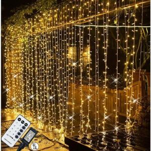 Ciepła Biała Kurtyna Świetlna LED 3x1m z Pilotem do Użytku Wewnętrznego i Zewnętrznego - Lightshine