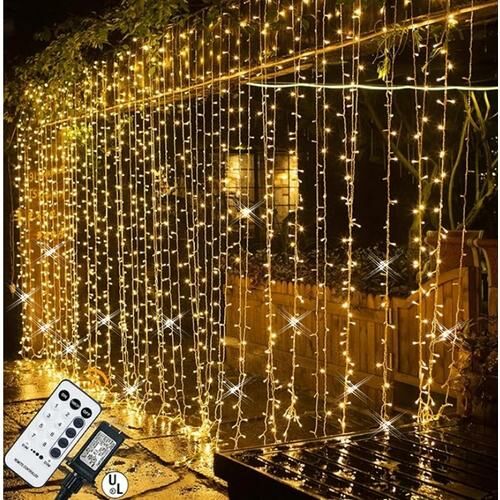 Ciepła biała kurtyna świetlna 8 programów 3 x 1 m Na zewnątrz i wewnątrz 200 Led