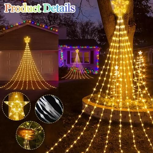 Lumini LED Cascada de Craciun Decor stea cu USB 8 moduri Alb cald