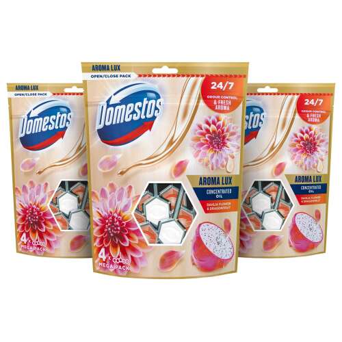 Domestos Toilettenerfrischungsblock Aroma Lux Dahlienblüte & Drachenfrucht (8x55g)