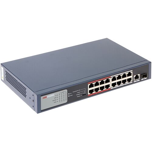 16 portos PoE switch, 2 portos uplink - HIKVISION 111772332