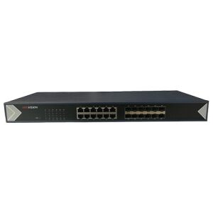 24 portos gigabites, 12 portos RJ45 + 12 portos SFP switch - Hikvision DS-3E0524TF 111772337 - Biztonságtechnikai kiegészítő