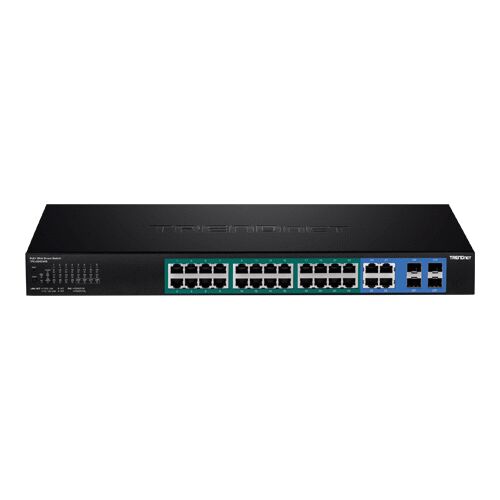 28 portos gigabites web Smart Switch, 24 x PoE+, 4 x Gigabit/SFP - TRENDnet TPE-2840WS