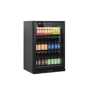 Черен хладилен витрина TEFCOLD BA11H, пълен с напитки - Хладилна витрина