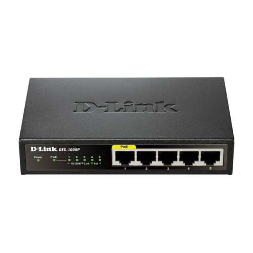 D-Link DES-1005P 5-port 10/100 Mbps Ethernet switch with 4x PoE