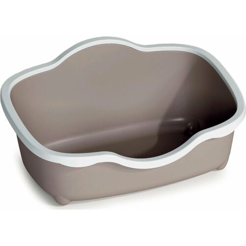 Trés Chic nyitott macska alomtálca, magasított oldalak, fehér és szürke