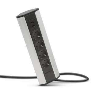 Corner power strip with 4 outlets and 2 USB ports, aluminum housing - Computers and Accessory