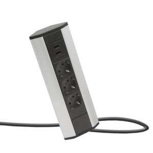 Sarokeloszto corner power strip with 3 sockets and 2 USB ports - Delight Power Strip