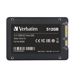 Verbatim Vi550 S3 512GB SSD Widok z tyłu ze specyfikacjami - Napęd SSD