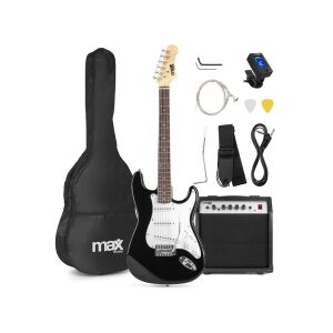 max Gigkit 4/4 Elektromos gitár szett (20W erősítő, táska, hangoló, pengetők) &#8211; fekete 140984390 - Hangszer