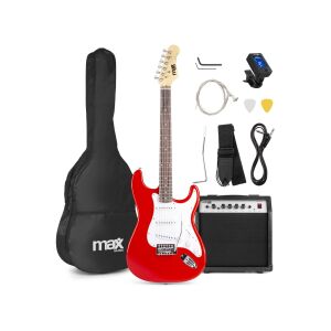 max Gigkit 4/4 Elektromos gitár szett (20W erősítő, táska, hangoló, pengetők) &#8211; piros 141135240 - Hangszer