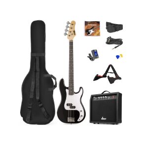 max Gigkit Elektromos basszusgitár szett (20W erősítő, táska, hangoló, pengetők) &#8211; fekete 141135222 - Hangszer