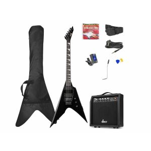 Max Gigkit Fekete Elektromos Gitár Szett 20W Erősítővel, Tokkal, Hangolóval és Pengetőkkel - Hangszer