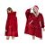 Zwei Frauen tragen rote übergroße Hoodie-Decken, Vorder- und Rückansicht