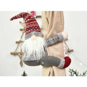 Legătură de perdea cu gnom de Crăciun, gri și roșu, ținând perdelele - Crăciun
