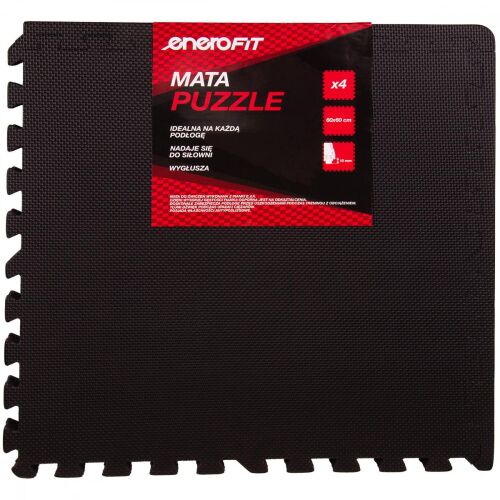 Enero Fit 60x60 cm fekete puzzle edző szőnyeg, 4 db, 10 mm vastag