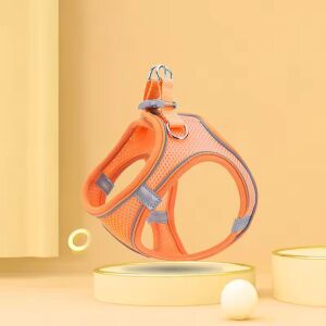 Légáteresztő hám fényvisszaverővel, pórázzal "S" NARANCSSÁRGA