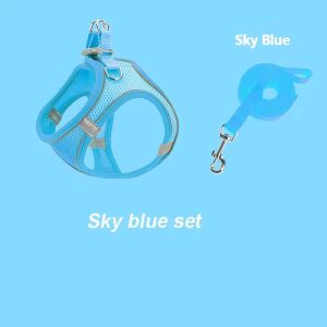 Légáteresztő hám fényvisszaverővel, pórázzal "XXXS" KÉK